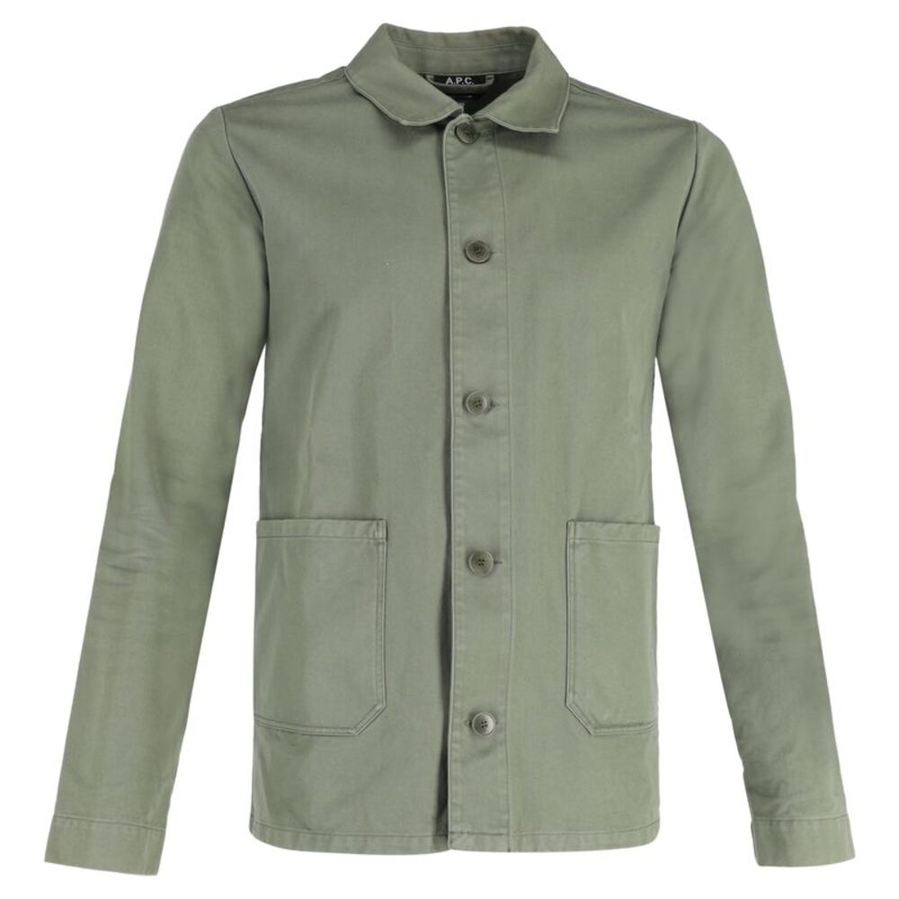 A.P.C. Button Down with Pockets Jacket in Green Cotton